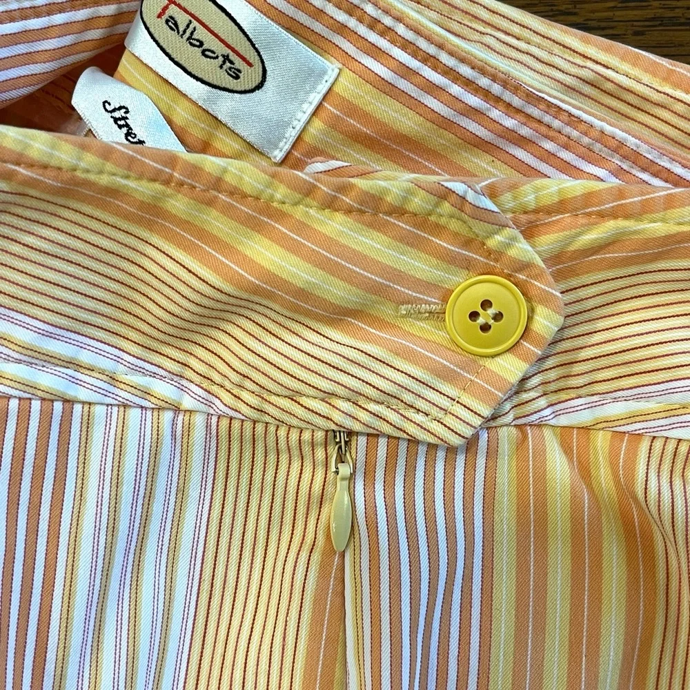 Talbots Relaxed Fit Cropped Pants Summer Vacation Orange Stripes Size 14 - Picture 3 of 8
